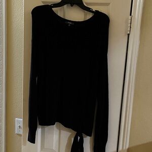 NYDJ Elegant Black Tie-Front Wool/Cashmere Blend Sweater Medium